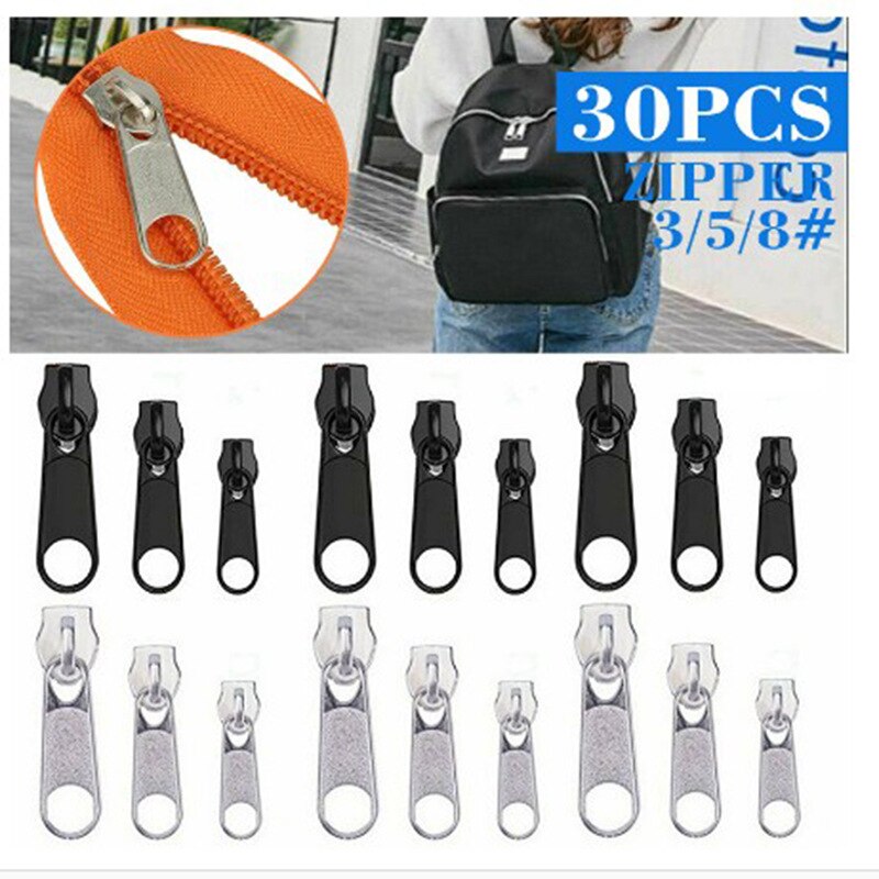 Meetee 5# Nylon Zipper Repair Kit Replacement Zippers Installation Tools for Bags Tents Luggage Quilt Cover Zip Pull Tab Sewing: 30sets