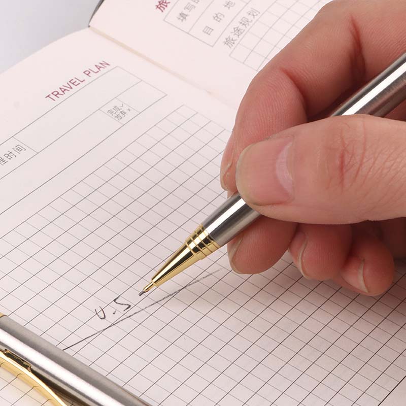 Metall 0.5mm press penna för student automatisk penna kontor skriva studieverktyg