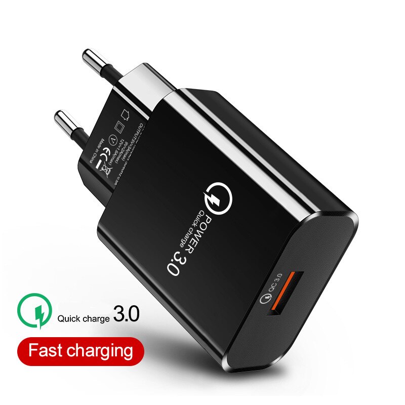 EU Plug QC 3.0 Fast Charger For Xiaomi Redmi 8A 9A Note 8T 9S 7 8 9 K20 K30 Pro OPPO A52 A72 A92 Type C USB Cable Phone Charger