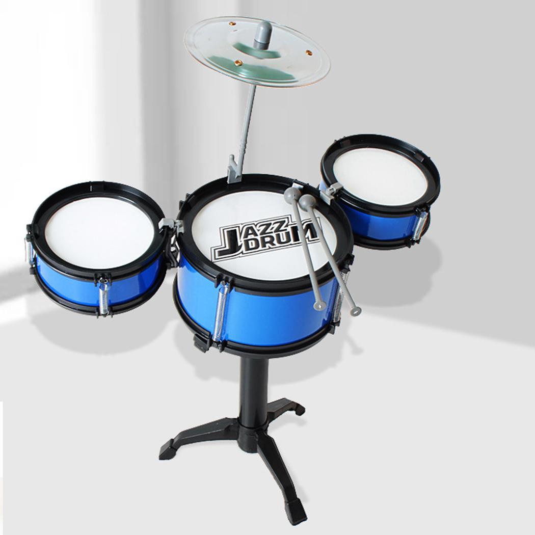 Kids Drie Drum Set Kinderen Percussie Blauw Zwart Muziekinstrument Educatief Speelgoed