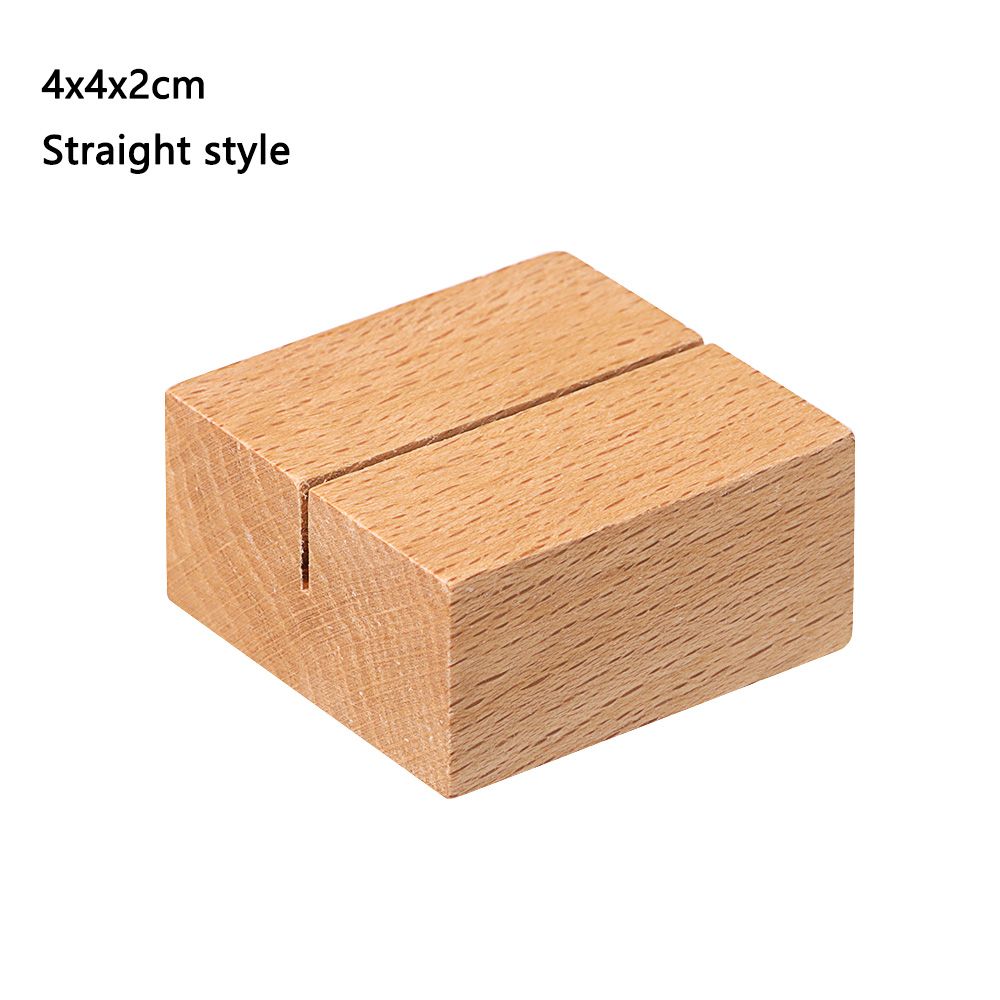 Clip de madera Natural para notas, soporte para fotos, tarjeta de escritorio, mensajes, tarjeta de visita, soporte de marco de fotos, Base de decoración de escritorio, 1 unidad: 4x4x2cm-D