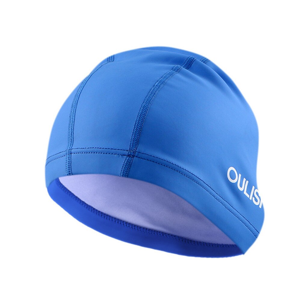Adult Swimming Cap Silicone Women Men Waterproof Hat PU Coating Durable Elastic Pool Beach Swim Head Cap Summer #15D: Blue