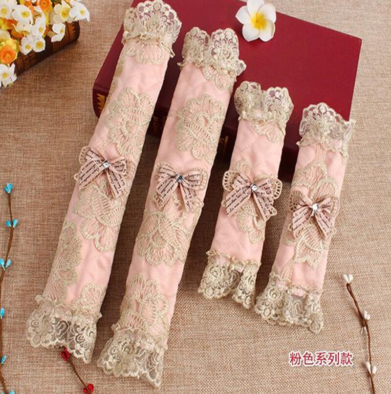 Cubierta de manija de encaje, cubierta de perilla de puerta, guantes de algodón para refrigerador, accesorios de herramientas para el hogar, cubierta de manija de puerta de nevera de doble puerta