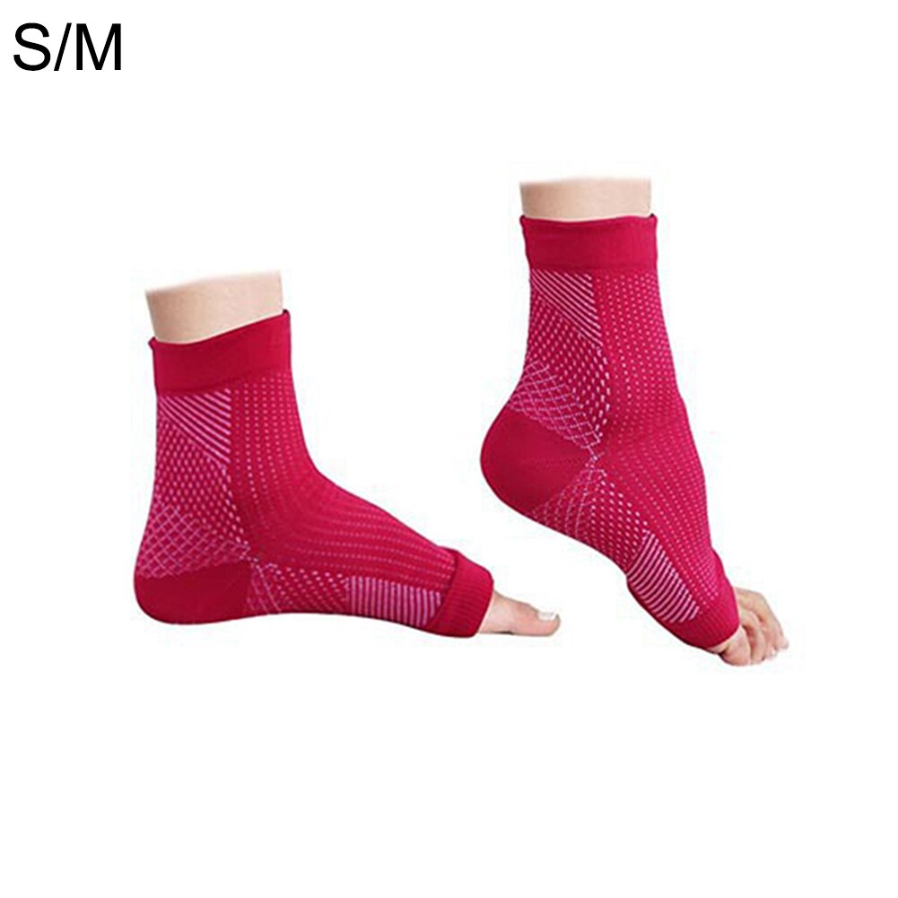Fot ankel kompression strumpor anti trötthet åderbråck fötter ärm unisex plantar fasciit lättnad fot smärta minskar svullnad: Rosröd / L / xl