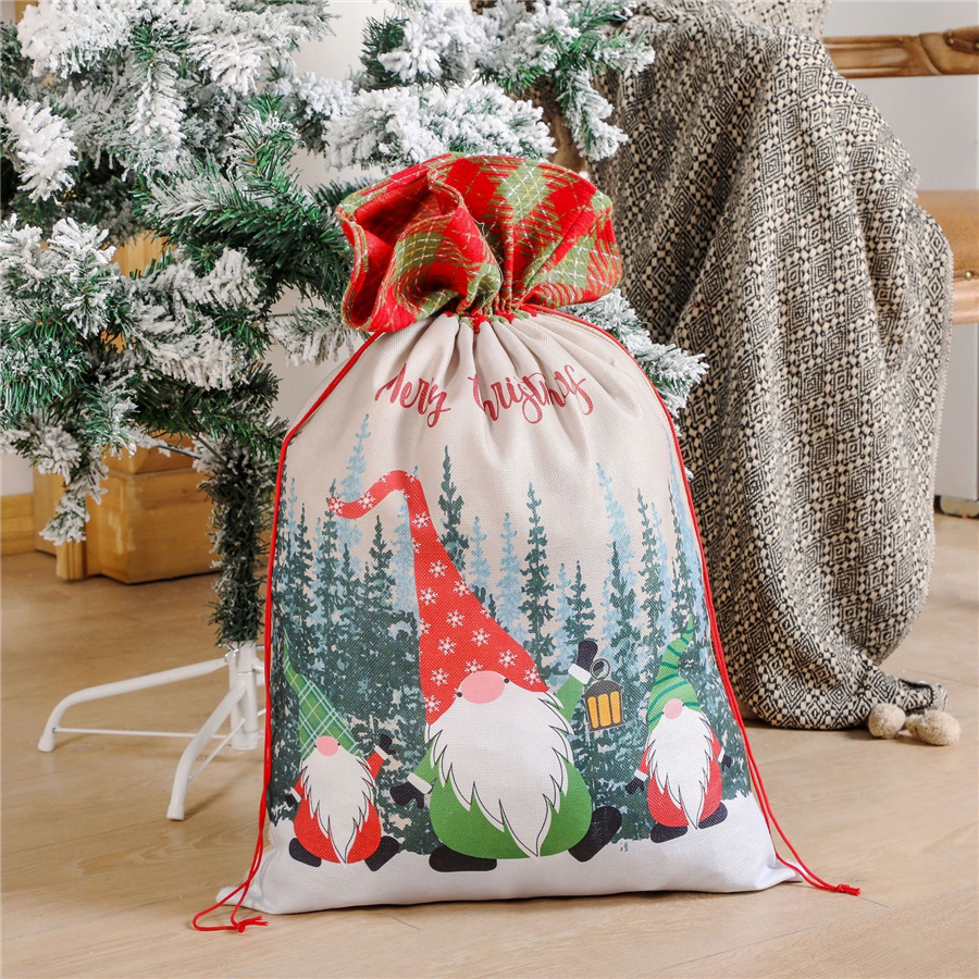 Jaar 2022 Grote Santa Zakken Linnen Kerst Snoep Tas Vintage Santa Zak Kerst Kousen Kids Bags Noel Deco navidad