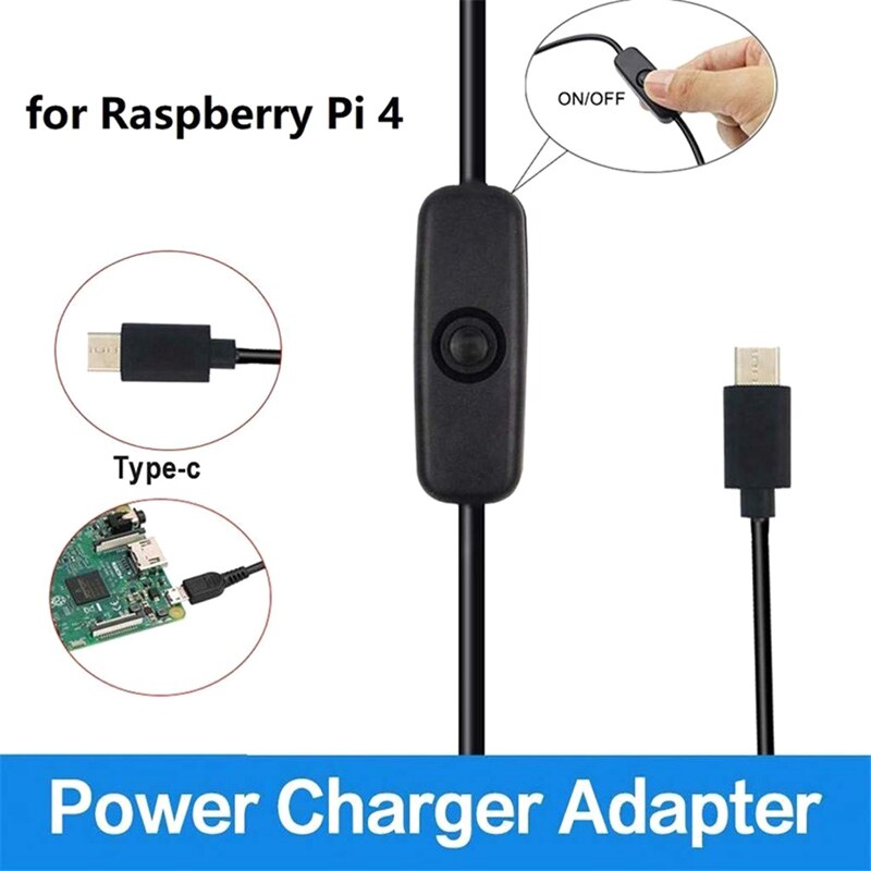 Für Raspberry Pi 4B Netzteil 5V 3A Typ-C Power Adapter mit ON/OFF Schalter USB-C ladegerät EU Stecker