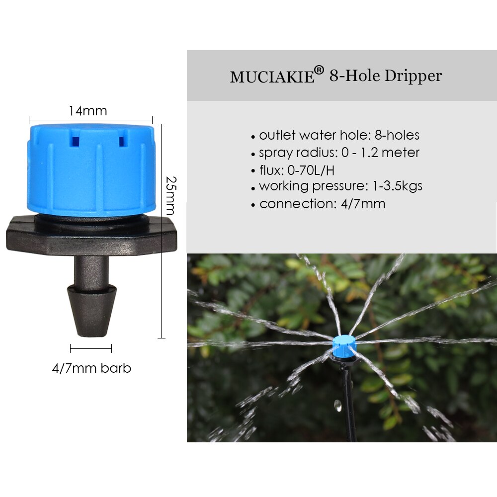 Muciakie 50m mikrovandingsvandingssystem til dryp og misting med pvc-slangekranadapter hurtigstik justerbar slukket