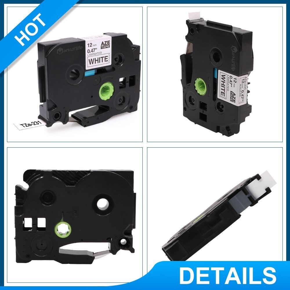 Oozmas 3 stücke tze 231 kompatibel für Brother ptouch tze231 12mm etiketten bänder schwarz auf weiß drucker band wasser beständig