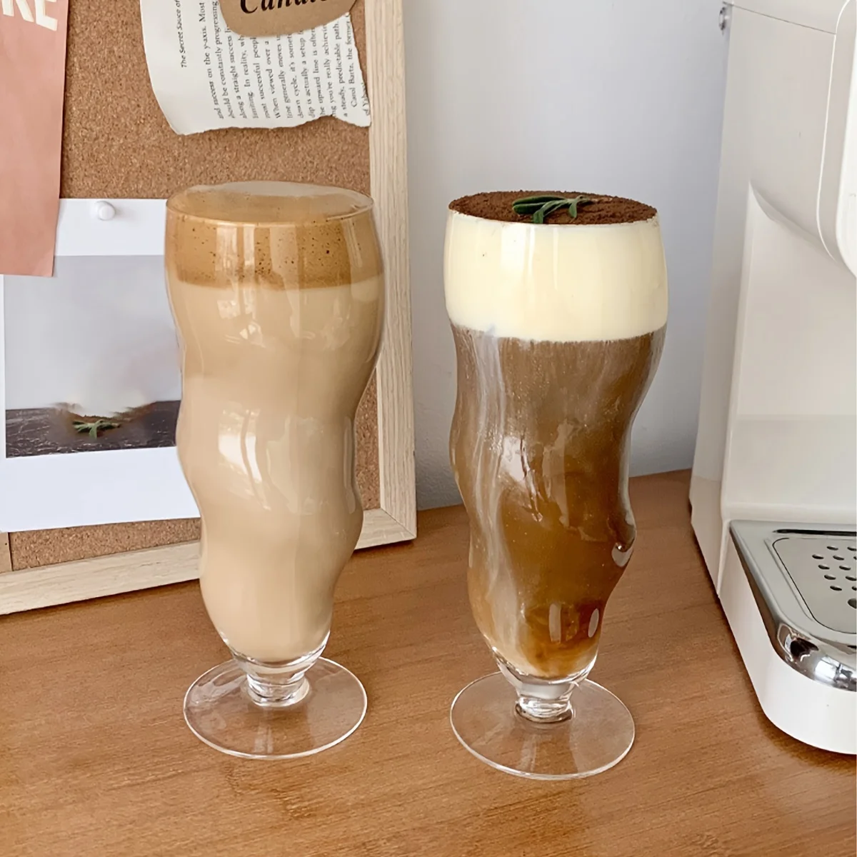 1pc 18oz bølget buet glaskop gennemsigtig tyk glastumbler personlighed kold drik juice kaffekrus genanvendeligt glas