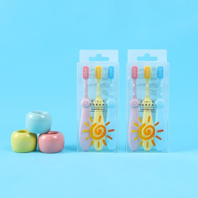 3 Teile/satz Nette Karikatur Zahnbürste für freundlicher Bambus Holzkohle Kurzen Griff freundlicher Zahnbürste Baby Zähne Pflege