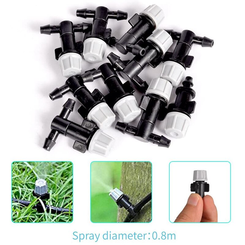 Home Garden Patio Misting Mini Flow Drip Irrigation Misting Cooling System with Mist Nozzle Sprinkler for Plant Flower