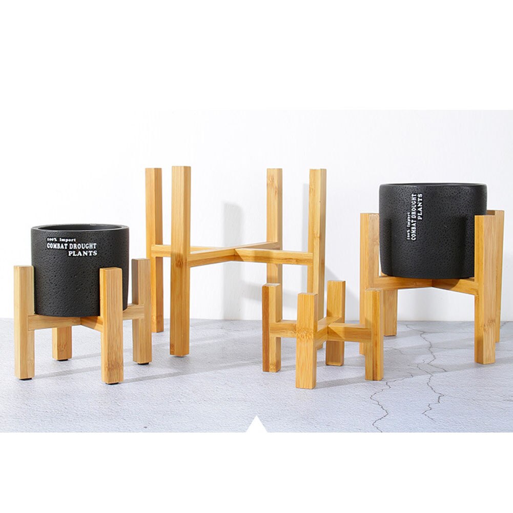 Nordic Wooden Planter Pot Trays Flower Pot Holder Strong Free Standing Bonsai Holder House Balcony Display Flower Stand Shelf