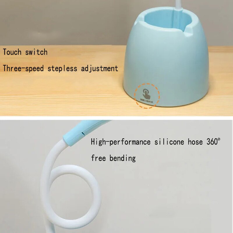Led bureaulamp oogbescherming leren drie-blok touch opladen schat penhouder studentenhuis oogbescherming bureaulamp