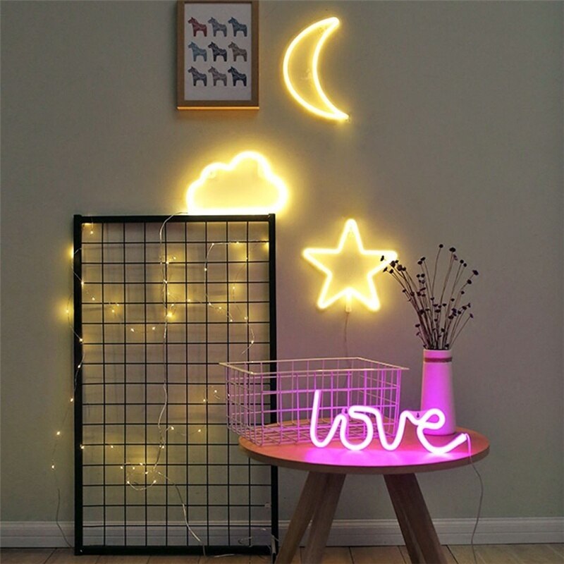 LED Neon Light Sign LOVE HEART Wedding Party Decoration Neon Lamp Valentines Day Anniversary Home Decor Night Lamp