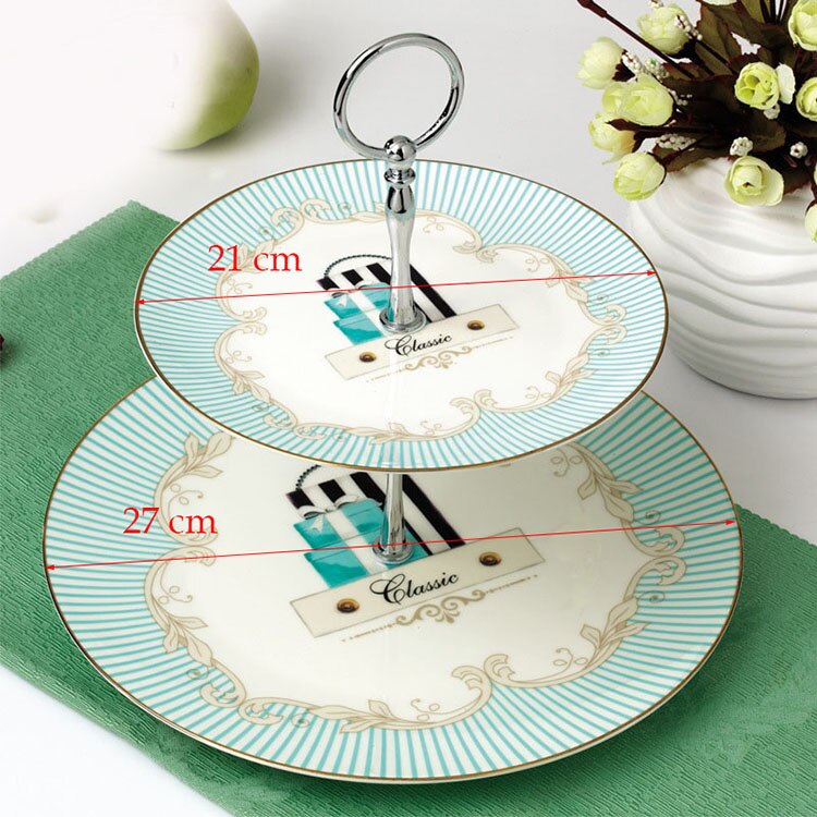 Yeefine luuposliini kaksikerroksiset astiat ja lautaset setti välipalateline pidike luksus posliinikakku leivonnaiset hedelmäastia keraaminen tarjotin: E