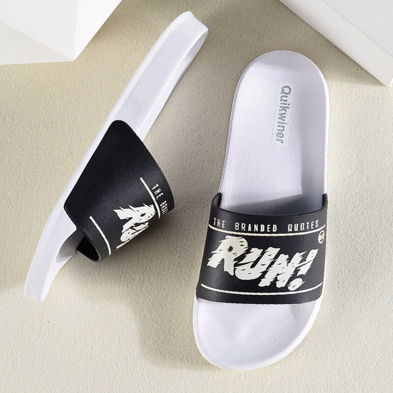 Summer Beach Slippers Simple Shoes Non-slip Bathroom Slides Flip Flops Men Thick Sole Platform Indoor Slippers Red White