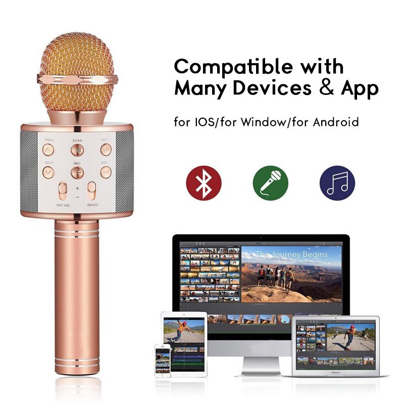 Wireless Bluetooth Microphone Speaker Handheld Microphone Karaoke Mic Music Player Singing Recorder KTV microfone