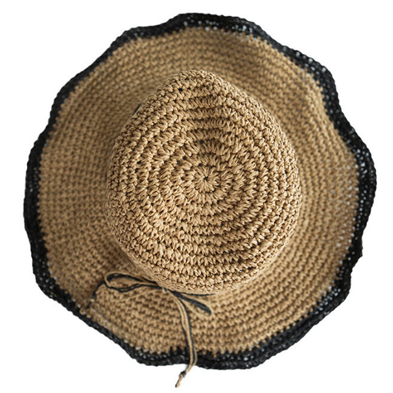 Andiker Sonnenhut Damen - Faltbarer Strohhut Mit 8,5cm Krempe & Schleife Für Strand & Reisen