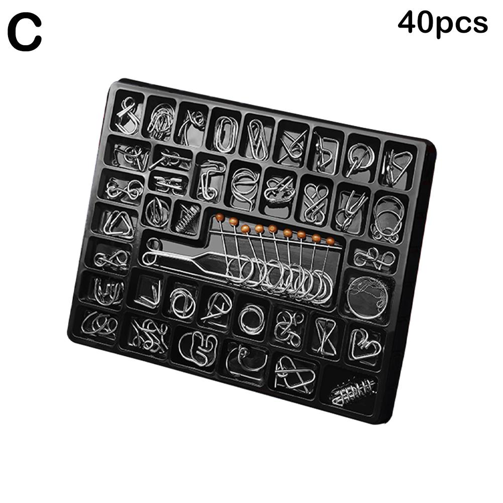 Luban Lock Educational Intellectual Toys IQ Toys Metal Puzzle Brain Teaser Metal Wire Puzzles Magic Trick Toy Untie Key Lock: green