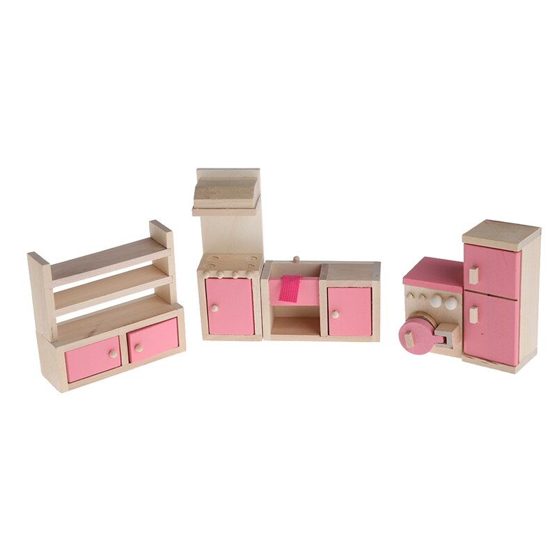 Kid Wooden Furniture Dolls House Miniature 5 Room Set Bedroom/Kitchen/Bathroom/Dinning/Living Room HBB: Kitchen