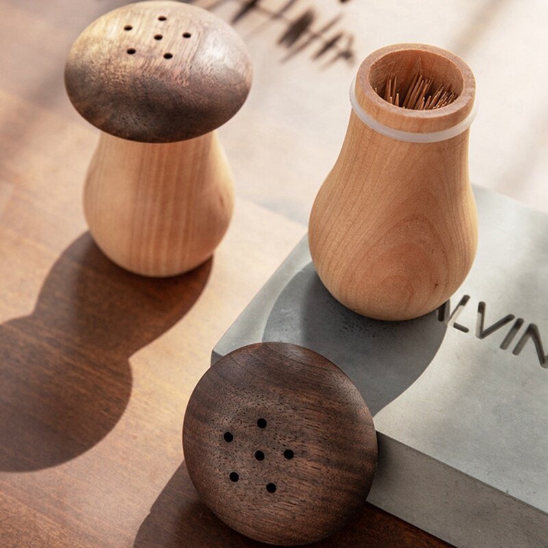 Mondadientes de madera titular automático seta Simple palillo de dientes de sala comedor hogar tarro de palillos para dientes