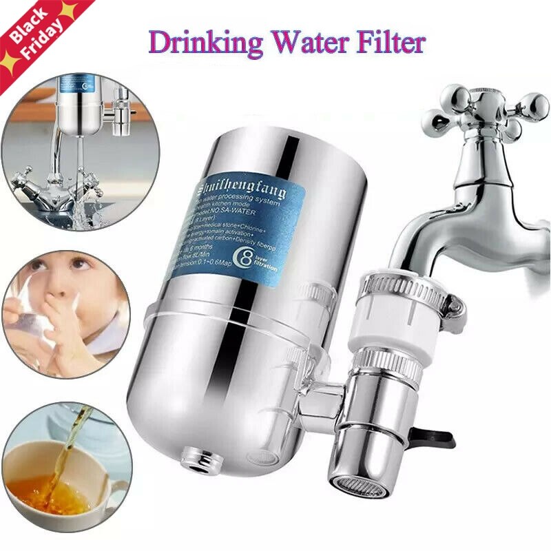 8 Layer Herbruikbare Kraan Water Filter Actieve Kool Huishoudelijke Keukenkraan Voor Aanrecht Mount Filtratie Tap Purifier
