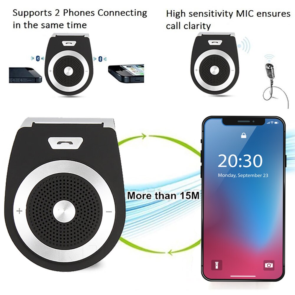 Auto Telefoon Speaker Bluetooth 4.1 In-Auto Bluetooth Ontvanger Speakerphone Zonneklep Handsfree Carkit Muziek Ontvanger Adapter