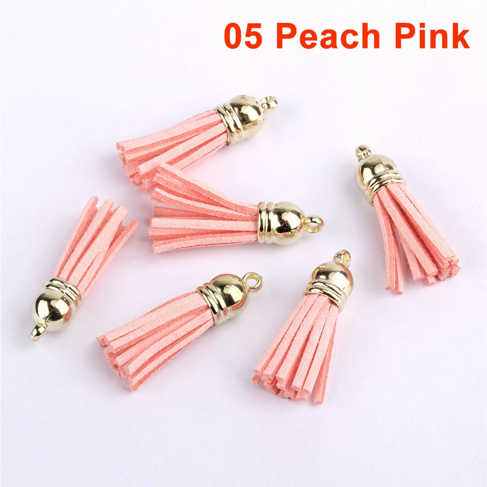 20 unids/lote borlas llavero de cuero borlas Mini borlas para manualidades DIY llavero colgante joyería de verano hacer pendientes dijes: Marfíl