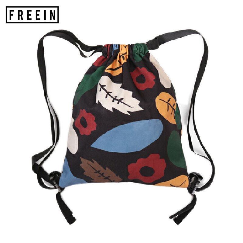 Freein Kleurrijke Gedrukt Pouch Tasje Rugzak Bloemblaadje Leaf Outdoor Waterdichte Japanse Wandelen Lente Zomer Stijl
