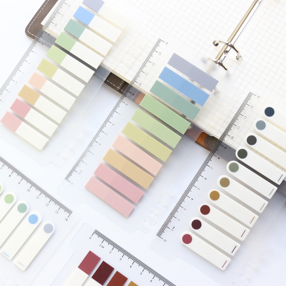 Domikee Klassieke Kantoor School Sticky Kleur Index Label Notepad Lot Pet Student Vlaggen Memo Pad Voor Spiraal Notebook Briefpapier