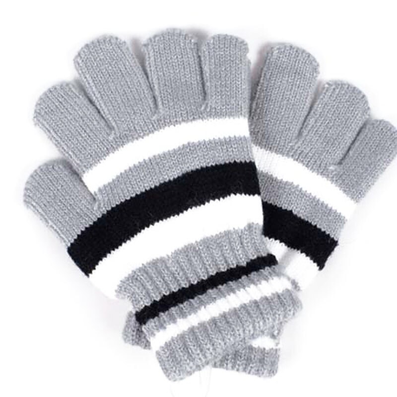 Enfants filles garçons enfants magique extensible mitaines tricoté bébé gants hiver plus: Gray