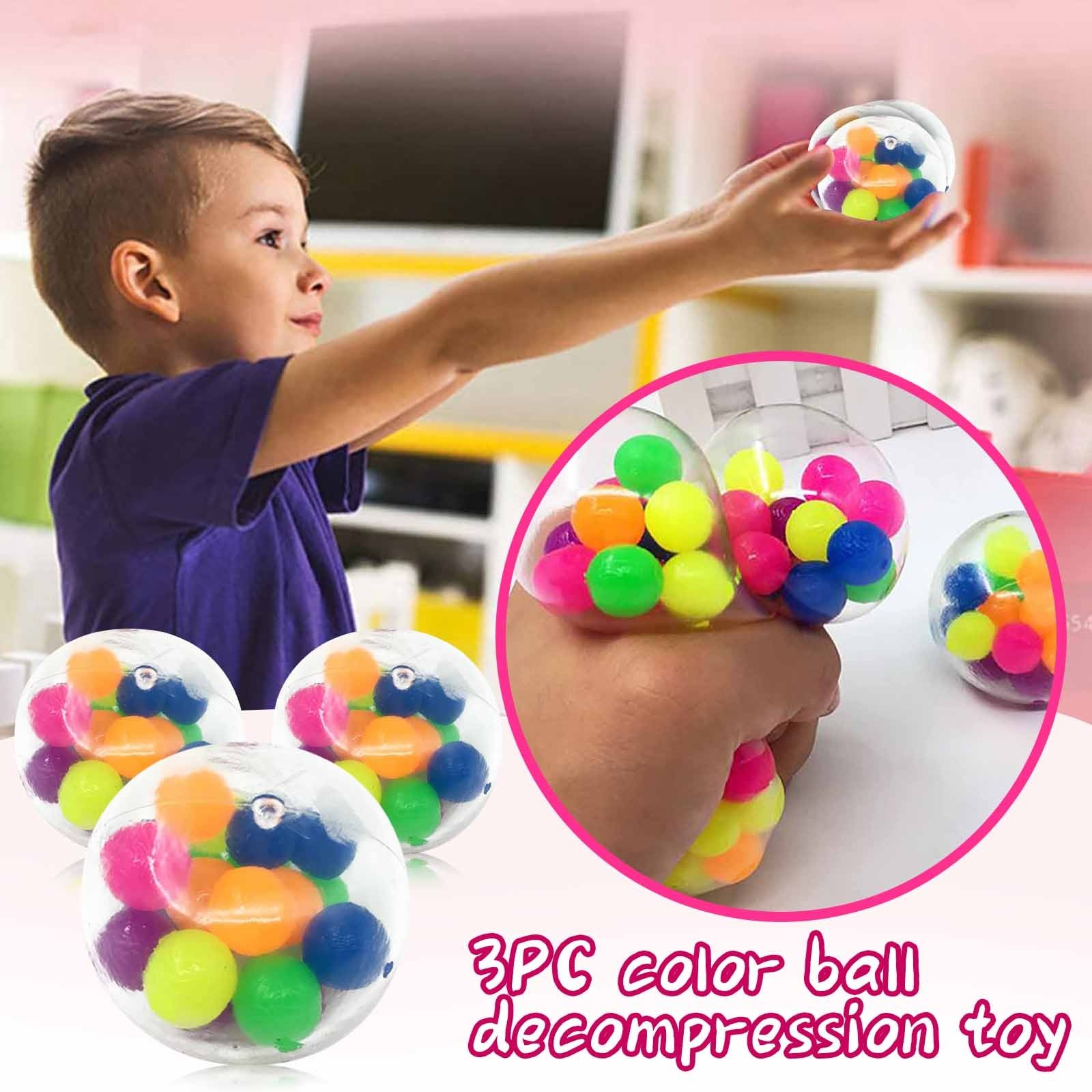 Free Ship Squeeze Ball Toy DNA Colorful Beads Relieve Stress Hand Exercise Tool for Kids / Adults Random Color Stress Ball