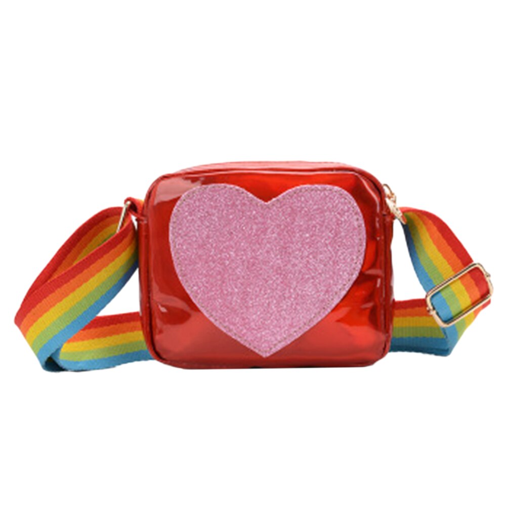 Vrouwen Pailletten Liefde Hart Handtas Kids Bag Messenger Schoudertas Regenboog Schouderriem Crossbody Tas Mooie Portemonnee Voor Meisjes: D