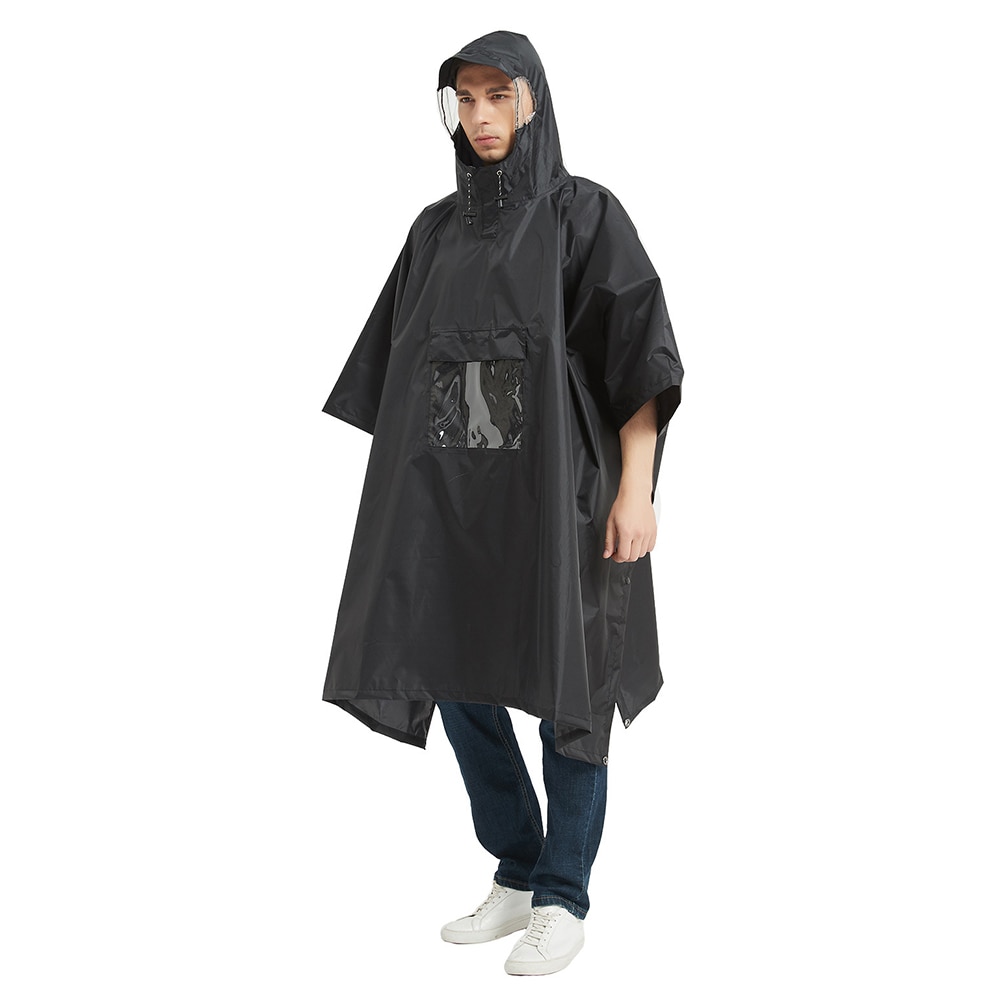 TOMSHOO Multifunctional Lightweight Waterproof Hooded Rain Poncho Raincoat for Men Women Outdoor Hiking Cycling Camping Mat