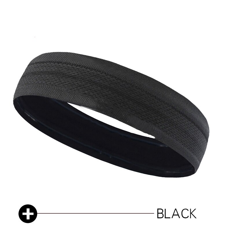 Män och kvinnor sport svett pannband fotboll tennis huvudduk anti-halk elastiskt hårband löpning yoga gym fitness huvud bandana: Svart