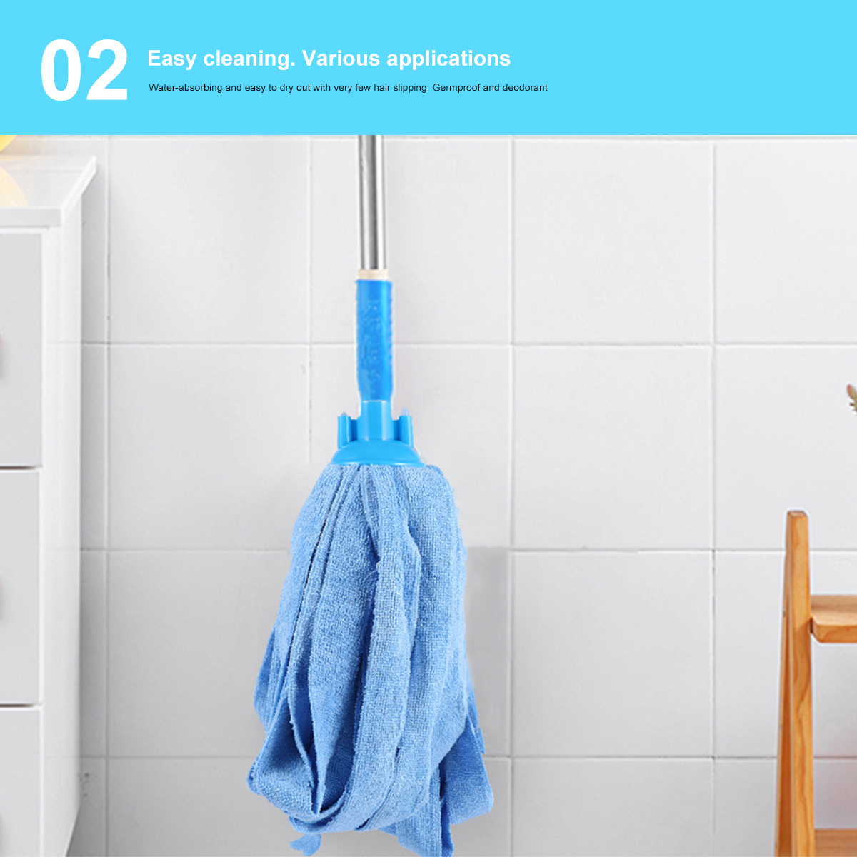 Mop Refills Microfiber Cloth Absorbent Blue Mop Head Replacement Cleaning Accessories for Wood Tile Floor