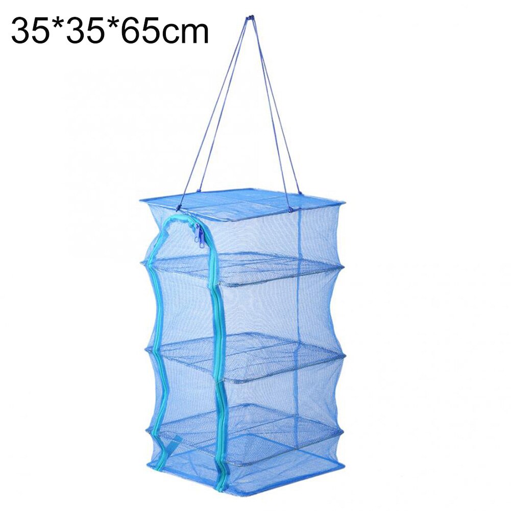 Opvouwbare 4 Lagen Drogen Netto Visnet Droogrek Opknoping Groente Vis Gerechten Droger Netto 35X35X65cm Pe Hanger Vis Netto: 35x35x65cm