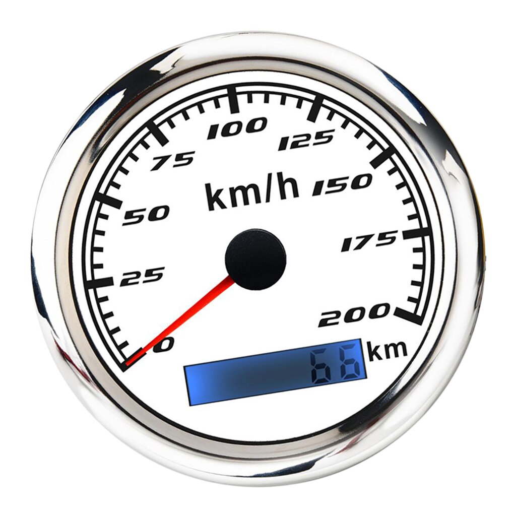 316 Stainless Steel L Bezel 85mm(3/8'') Speedometer Gauge 200 MPH Odometer for ATV Motorcycle Marine Boat: White