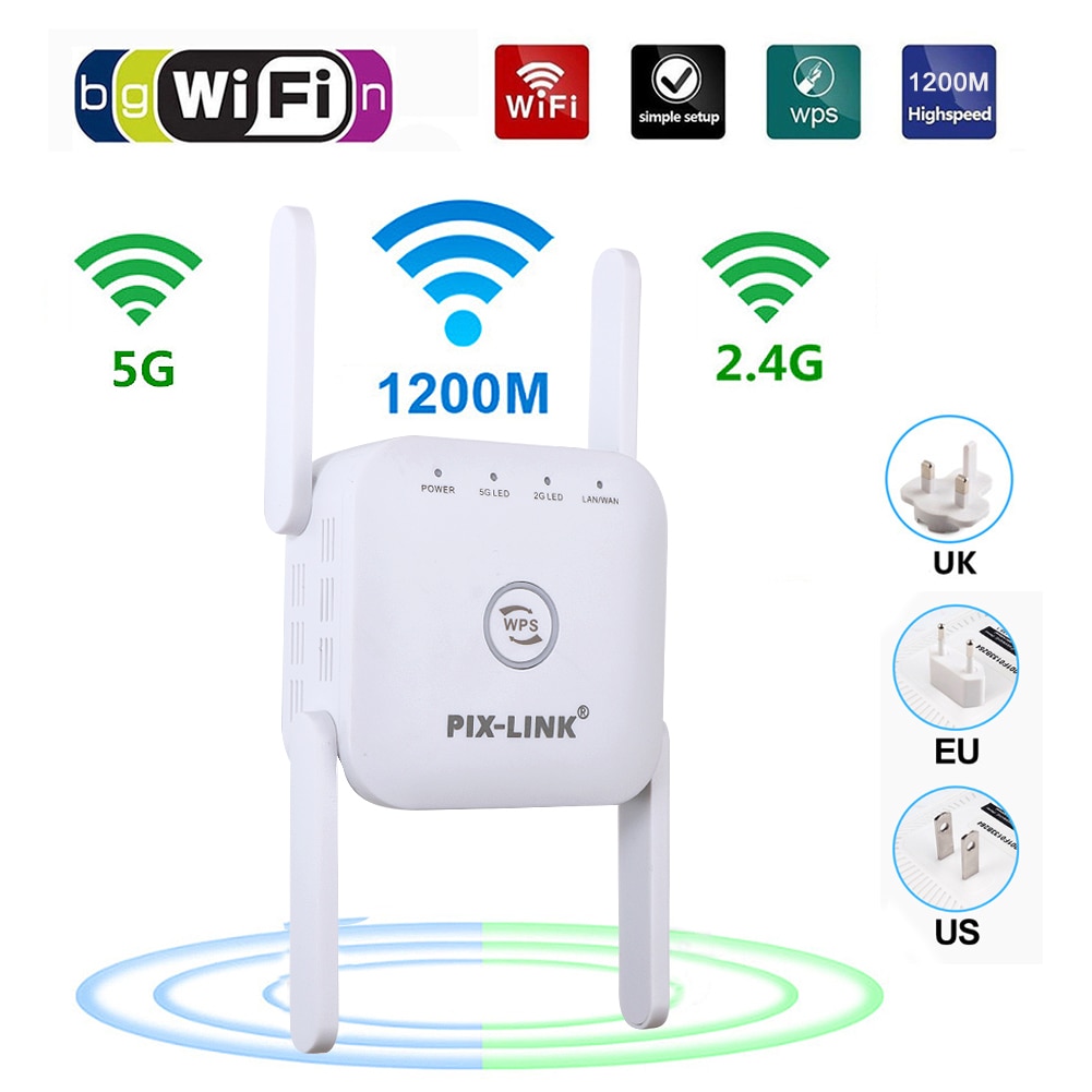 2.4G/5G Wifi Ripetitore Wifi Extender 1200M Wifi Amplificatore Senza Fili A Lungo Raggio WiFi Booster Wi-Fi Ripetitore segnale Wi-Fi Extender