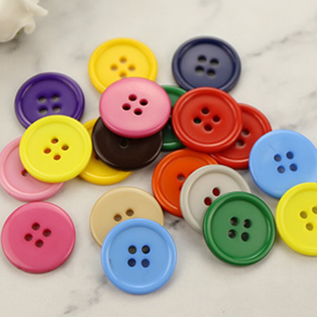 100 Stuk Kleurrijke Naaien Knoppen Plastic Gemengde Kleur Diy Ronde 4-Gaten Naaien Scrapbooking Knoppen