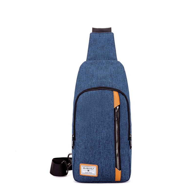 Goloen Wolf Anti-Theft Men's Messenger Bags Multi-pocket Sling Shoulder Bags Casual Chest Pack Laptop Travel Crossbody Bags Male: Blue