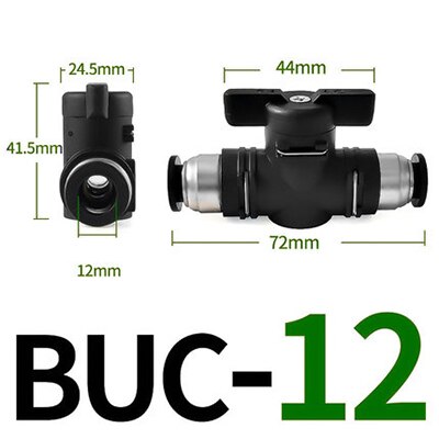 Buc 4 6 8 10 12mm pneumaattinen pikaliitin pu letkuliitin manuaalinen venttiili ohjauskytkin manuaalinen palloventtiili: Buc -12
