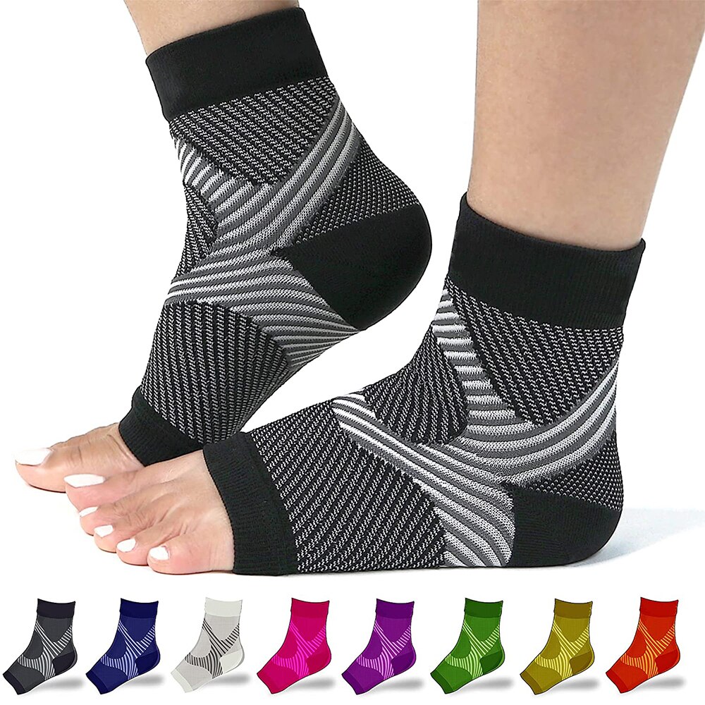 2Pcs/Pair Foot Compression Sleeve Open Toe Compression Socks Planter Fasciated Brace Night Splint for Achilles Tendonitis Brace