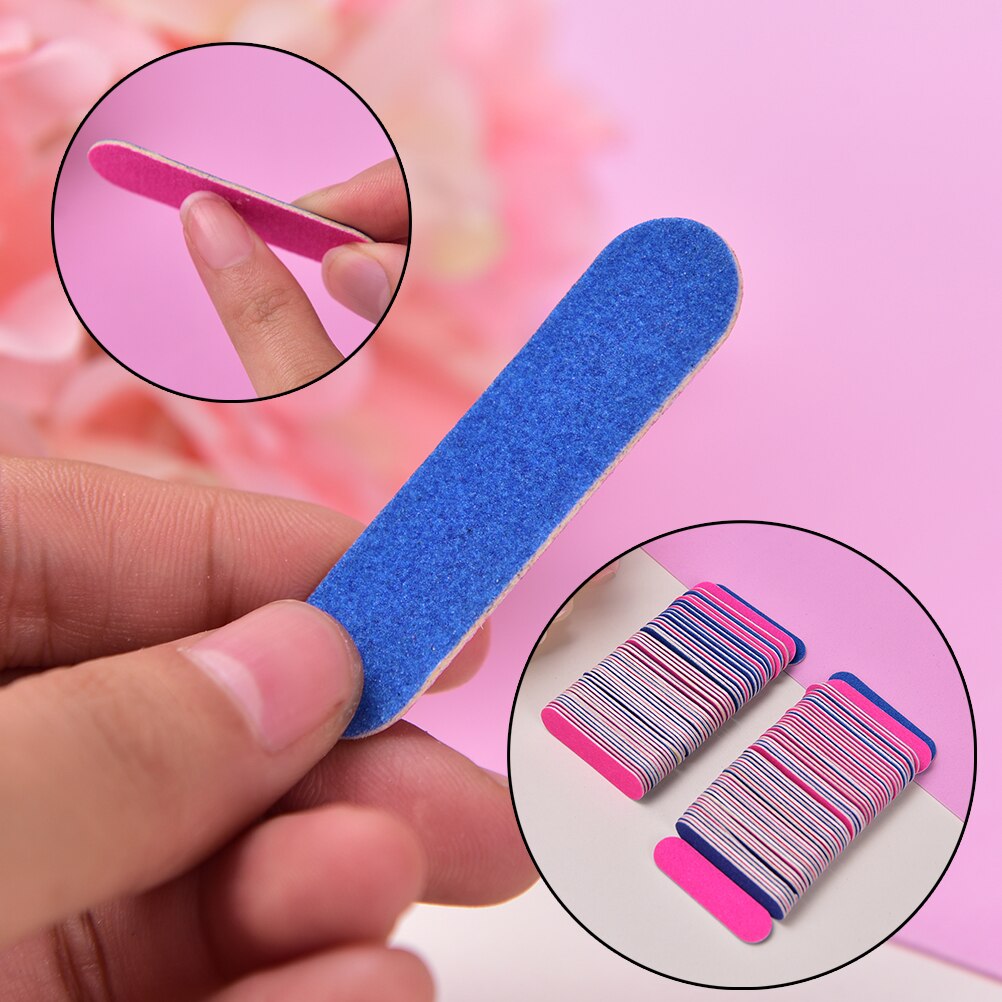 100 Pcs 5cm Disposable Mini Nail Files Artificial Nail Sandpaper Cuticle Remover Buffers Slim Crescent Grit Callus Nail Art Tool