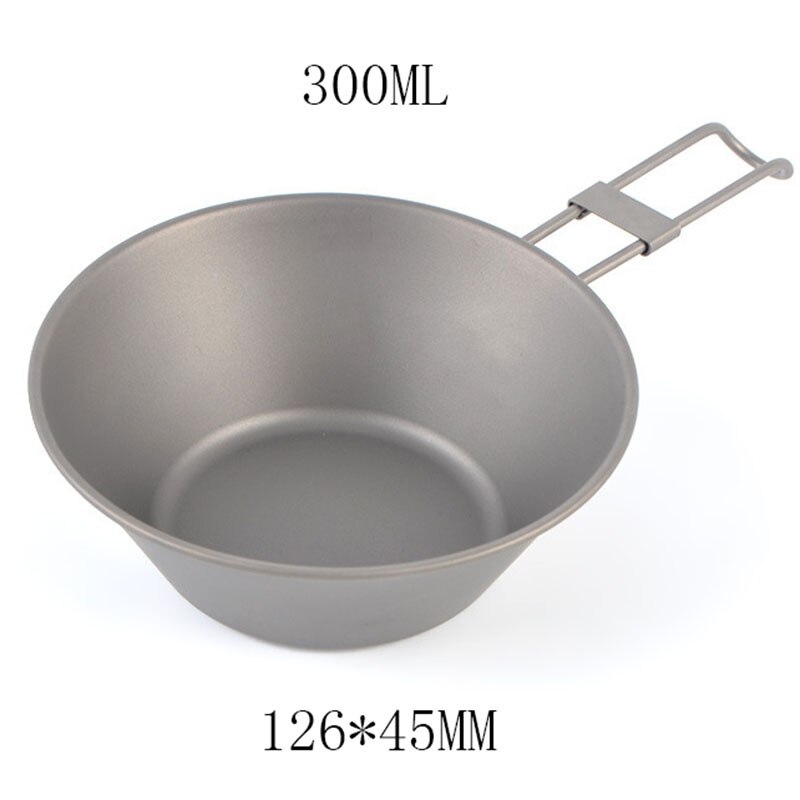 Hopfällbara skålar i titan matlåda med lock utomhus camping matlagningsskål köksredskap resa vandring middagslådor 300ml 450ml 500ml: 300ml