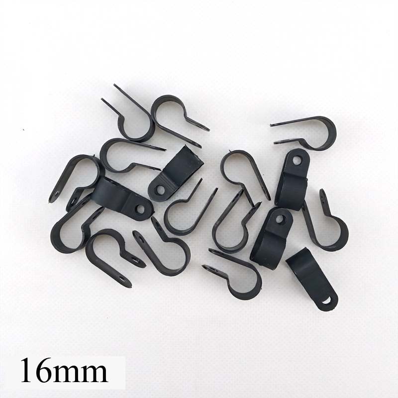 100PCS 16mm R-Type Nylon Cable Clamp 5/8" black R-Type Cable Clamp Cable Clips: Black