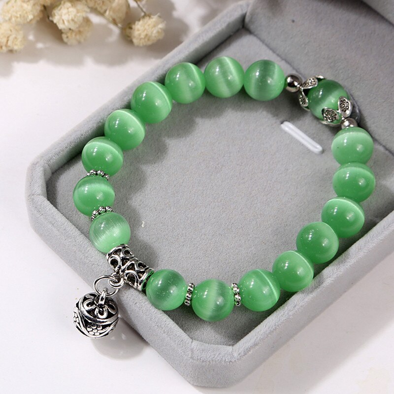 Natural Opal Beads Bracelets Crystal Women Bracelet Vintage Stainless Steel Braceletes For Women