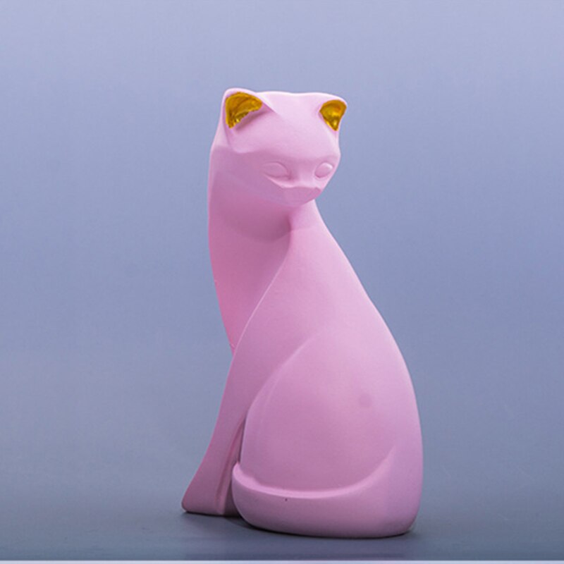 Statue de chat en résine rose de , décoration de café, de bureau, de maison, sculpture de simplicité, tenue douce, 1 pièce