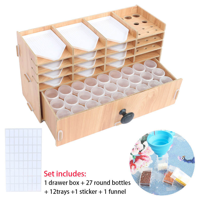 Wooden Drawer Organizer Box Diamond Painting Tray DIY Craft Storage Accessoires Tools Kit Bead Container Organizer Racks: Combination 4