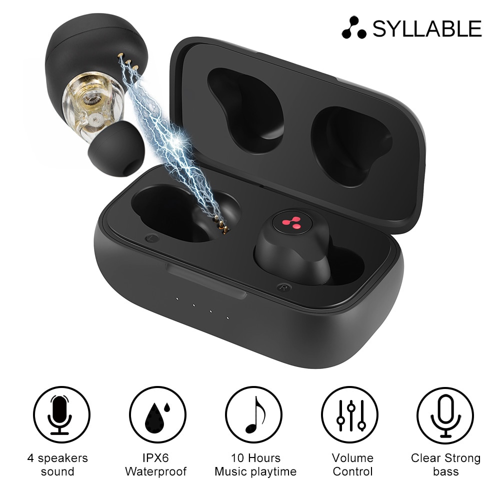 SYLLABLE-auriculares inalámbricos S115, cascos con potentes graves, TWS, reducción de ruido para música, Chip QCC3020 de SYLLABLE S115, auriculares de deporte inalámbrico